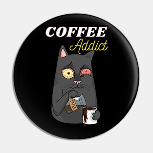 Coffee Addicted Cat Pin