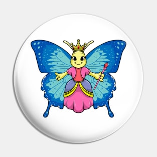 Butterfly as a queen with crown and magic wand Pin