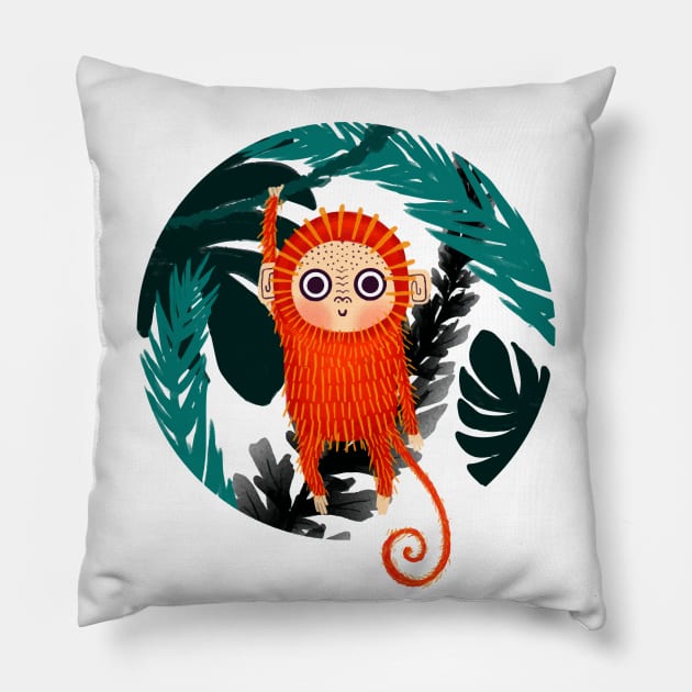 Hang in there monkey Pillow by Doodle Workshop