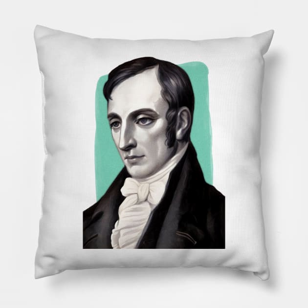 English Poet William Wordsworth illustration Pillow by Litstoy 