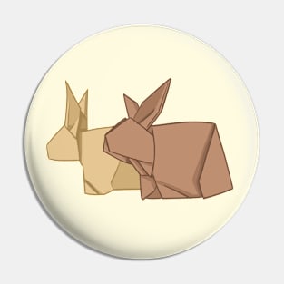 Brown Origami Bunny Couple _ Bunniesmee Pin