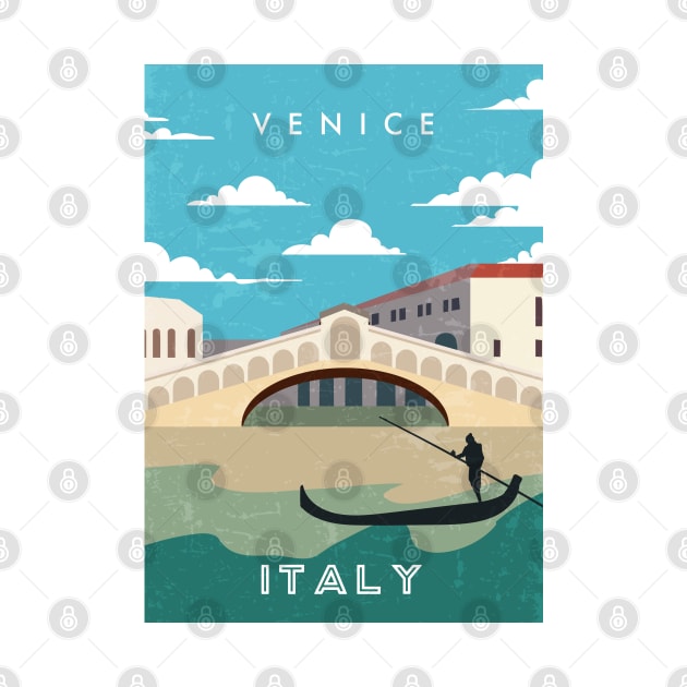 Venice, Italy. Retro travel poster by GreekTavern