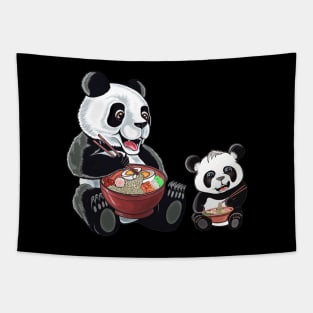 Panda,Mommy panda and baby panda eats ramen,ramen lover Tapestry