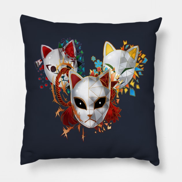 Demon cat mask Boy Pillow by GhostFox_Designs