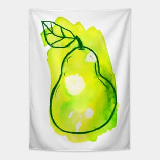 Green Yellow Watercolor Pear Tapestry