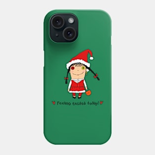 Excited rugdoll in santa costume, feeling excited for the Holiday Phone Case