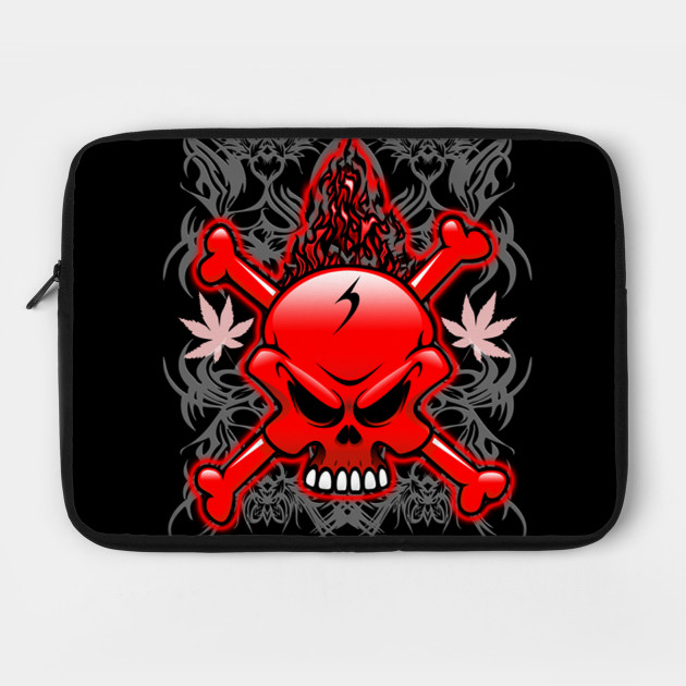 Red Fire Skull With Tribal Tattoos By Bluedarkart