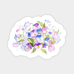 colorful pansies arrangement watercolor Magnet