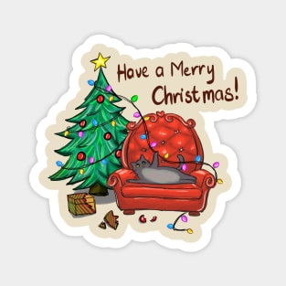 Have a Merry Christmas - Funny Christmas Cat Magnet