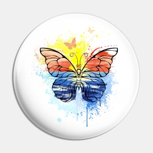 Butterfly with Painted Sea Pin