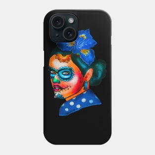 Dia De Los Muertos Skull Girl with Roses Phone Case