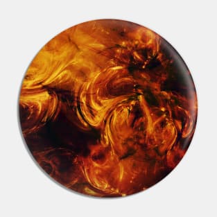 Molten Fire Burst Flames Black and Orange Abstract Artwork Pin