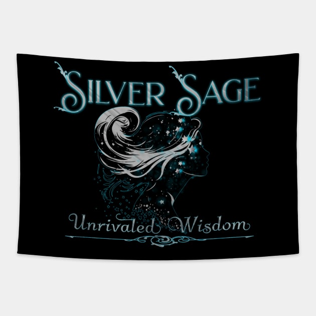 Silver Sage Unrivaled Wisdom Female Tapestry by mythikcreationz