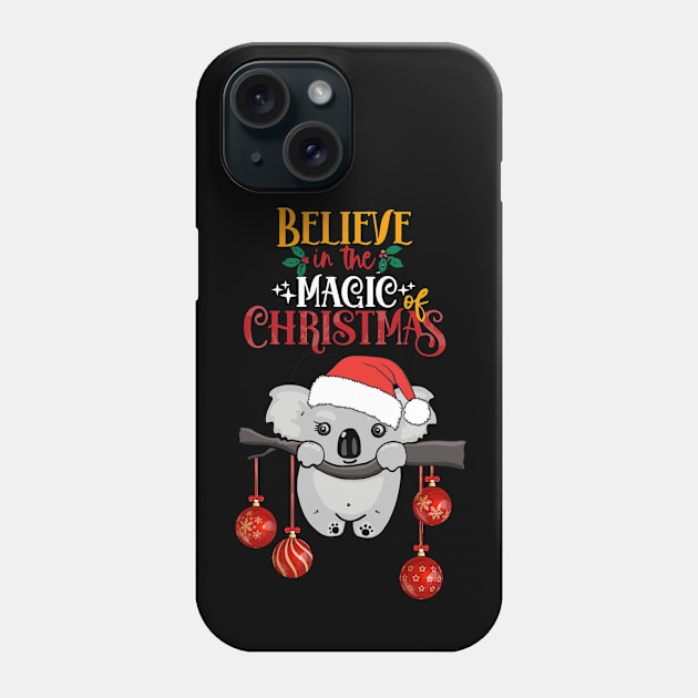 Cute Koala Christmas believe in the magic of christmas, australian Christmas lovers Phone Case by Collagedream