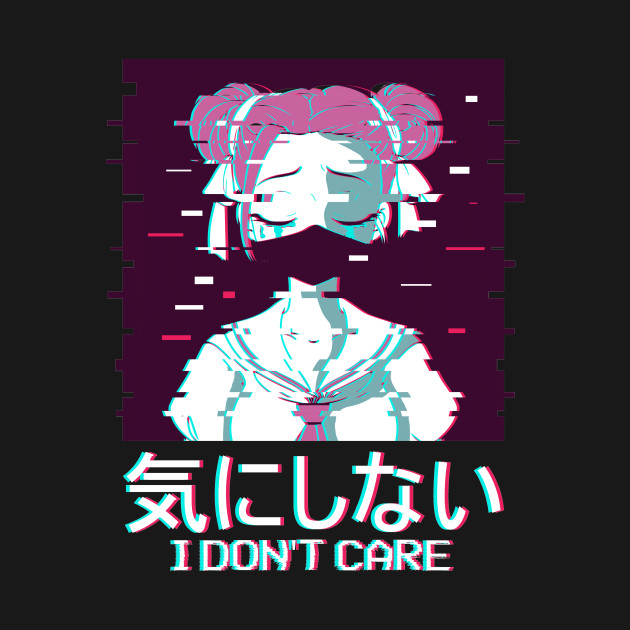 Disover I Don't Care Geisha Vaporwave Anime Aesthetic Gift - I Dont Care - T-Shirt