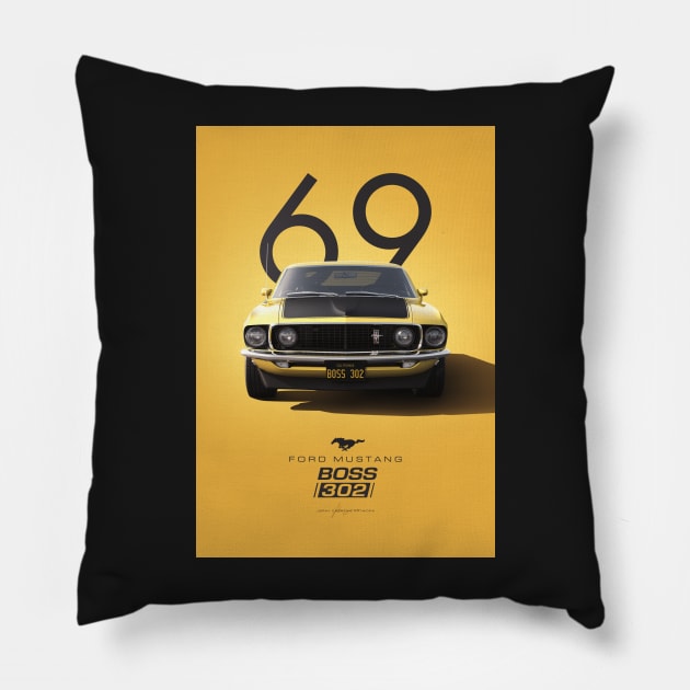 Ford Mustang Boss 302 Artwork Pillow by Brayj2