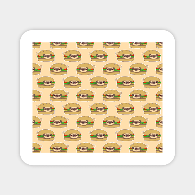 Silly Burger Pug Pattern Magnet by saradaboru