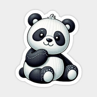 A cute panda in the style of a stitched toy Magnet