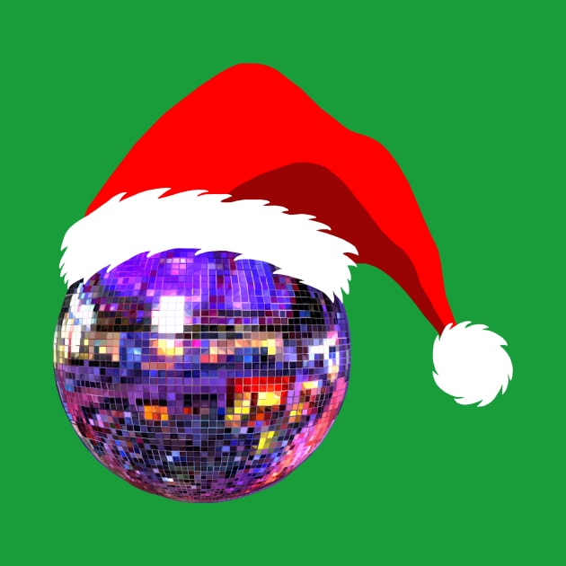 Jolly Disco Ball with Santa Hat by Art by Deborah Camp