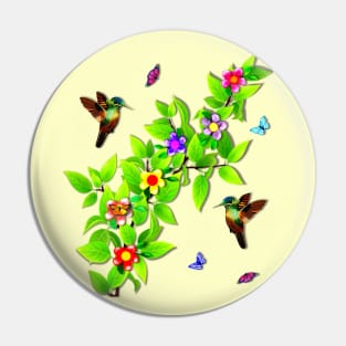 Hummingbirds and Butterflies Pin