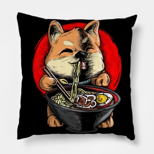 Ramen Japan Noodle Akita Shiba Funny Manga Dog Eating Pillow