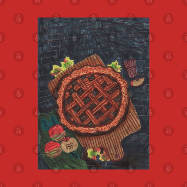 Apple Pie on Chopping Board by Mila-Ola_Art