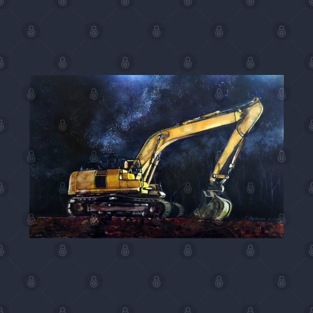 Excavator By Night by WatercolorArteest