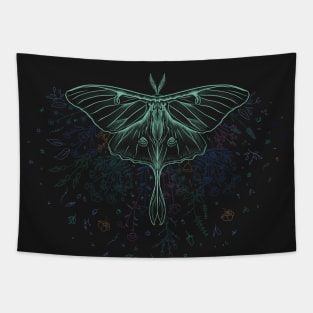 Luna moth wild flowers Tapestry