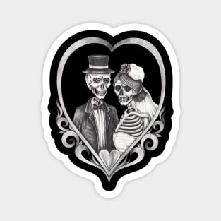 Skeleton lovers couple love wedding. Magnet