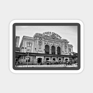 Denver Union Station Sketched In B&W Magnet