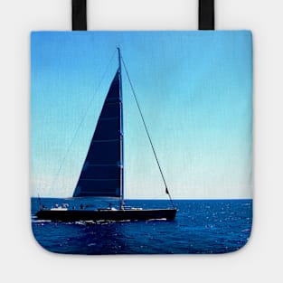 View in Amalfi coast at a boat sailing across the Tyrrhenian Sea with skippers Tote