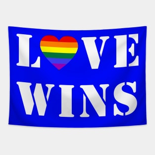 Love Wins Gay Pride LGBTQ Rainbow Flag Heart Tapestry
