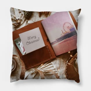 Merry Christmas Santa Monica Pier Pillow