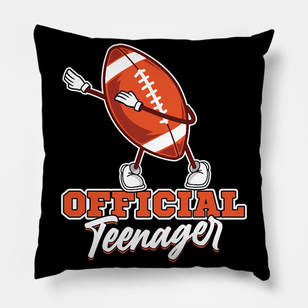 Official Teenager 13th Birthday Dabbing football Pillow by Peco-Designs