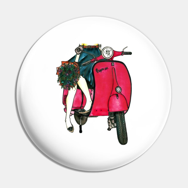 Red Scooter in Paris Pin by CasValli