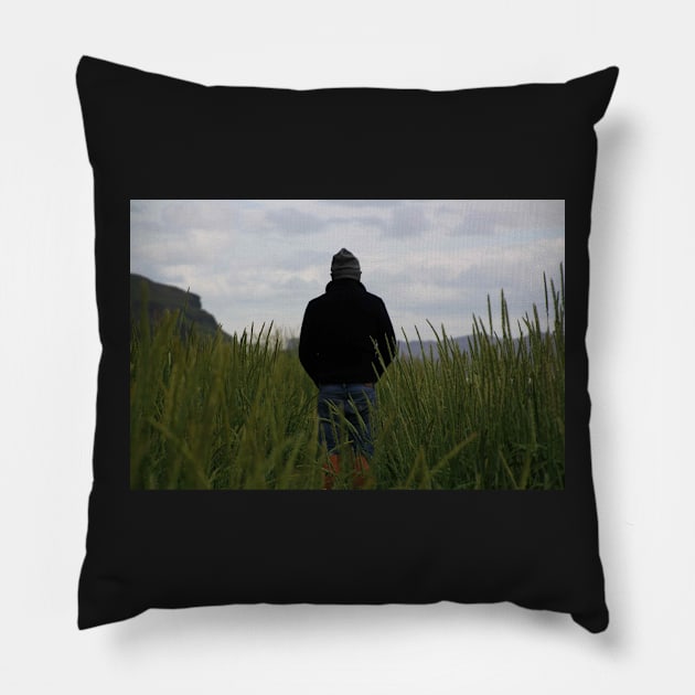 Lonely man in the grass Pillow by SteffaniLehmann