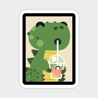 Cute Baby Dinosaur drinks Shake Magnet