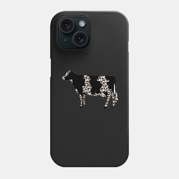 Cheetah Print Dairy Cow Silhouette  - NOT FOR RESALE WITHOUT PERMISSION Phone Case by l-oh