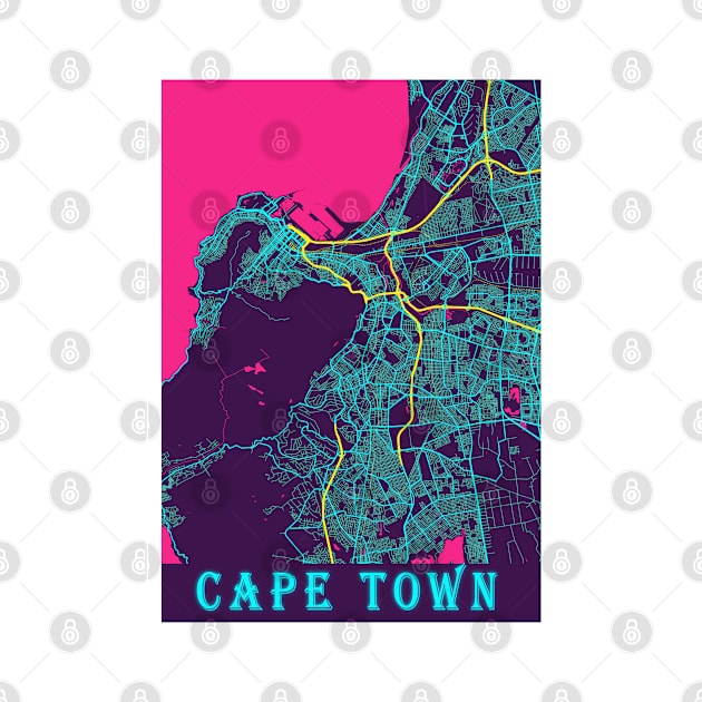 Cape Town Neon City Map by tienstencil