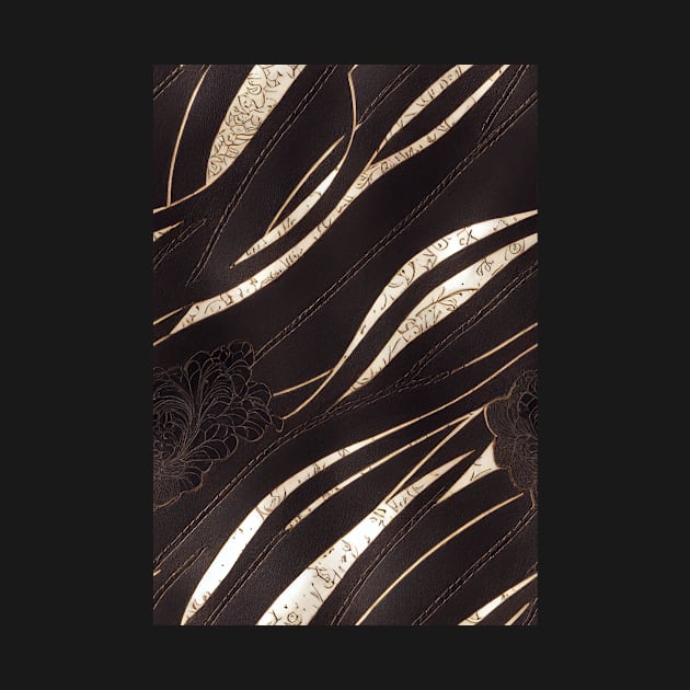 Dark Brown Ornamental Leather Stripes, natural and ecological leather print #58 by Endless-Designs