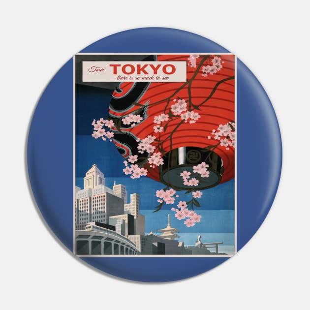 Vintage Japan Travel Poster Pin by xposedbydesign