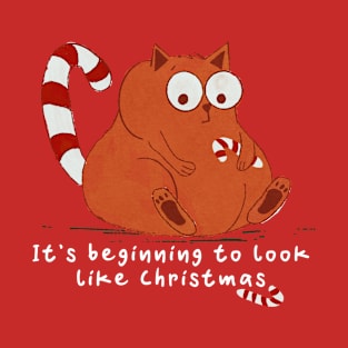 Candy Christmas Cat T-Shirt