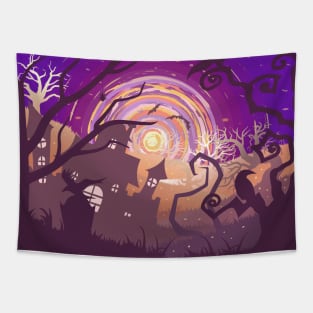 Spooky colorful landscape Tapestry