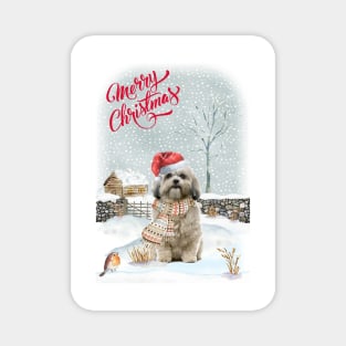 Shih Tzu Merry Christmas Santa Dog Magnet