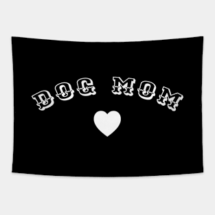 DOG MOM ♥ White Typography Tapestry