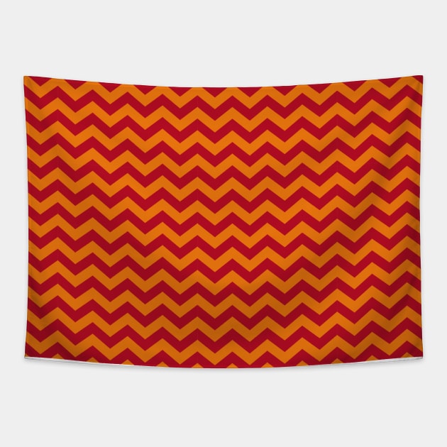 Red and Orange Chevron Zigzag Pattern Tapestry by squeakyricardo