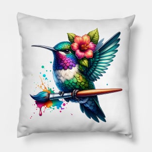 Hummingbird with Paintbrush Pillow