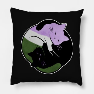 Genderqueer Yin Yang Cat Pillow