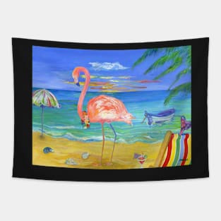 Flamingo Beach Tapestry