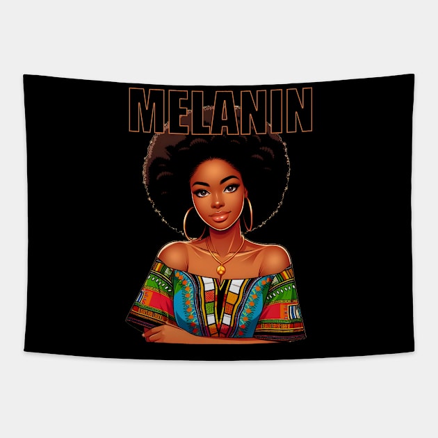 Melanin Afrocentric Black Pride Afro Queen Tapestry by Merchweaver